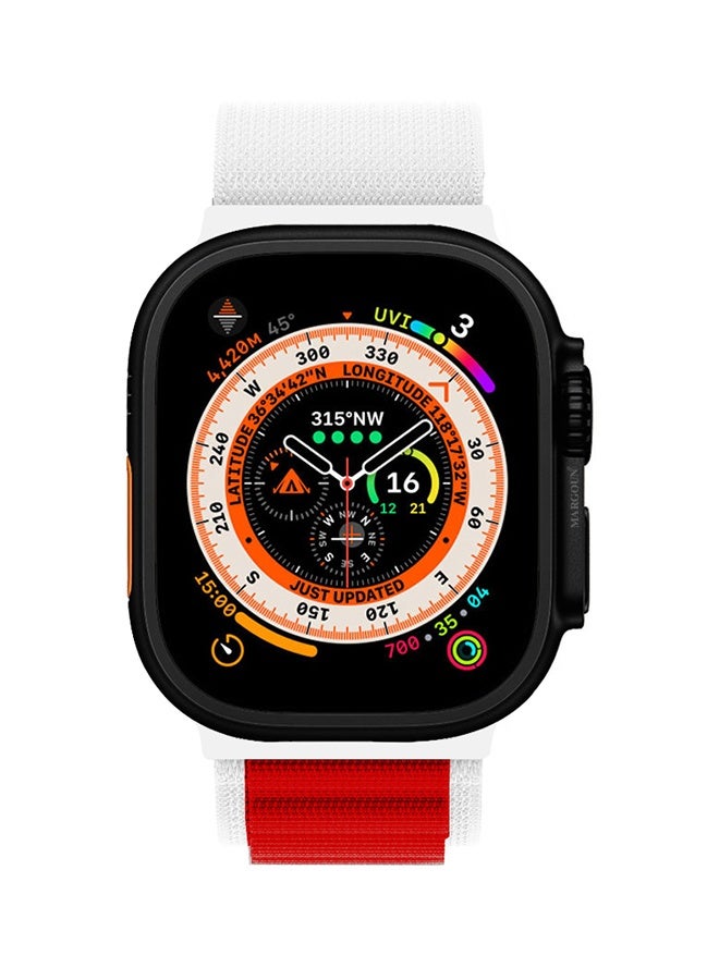 Replacement Band for Apple Watch Band 49mm 46mm 45mm 44mm - Alpine Loop Band for Women Men - Adjustable With Metal G-Hook - White Red - Image 3